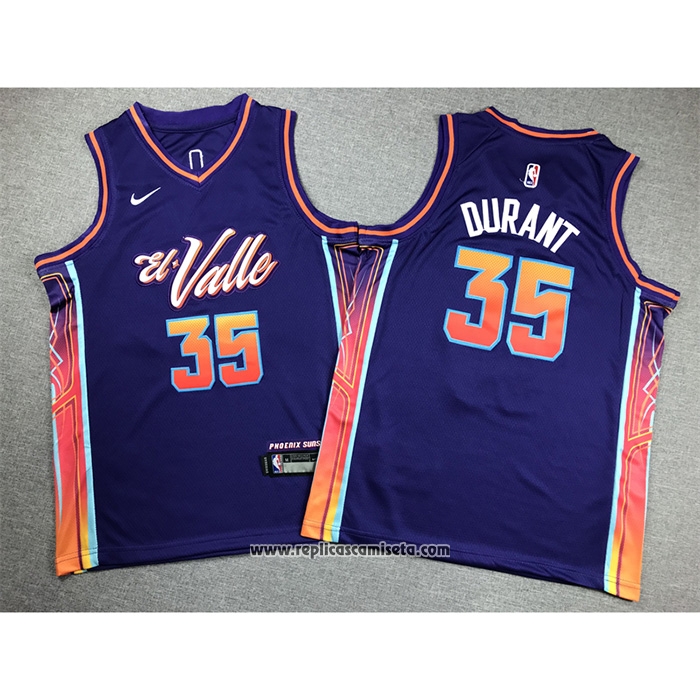 Camiseta Nino Phoenix Suns Kevin Durant #35 Ciudad 2023-24 Violeta